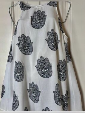 Reverse White&Black Hamsa Hand Boho Evil Eye Spiritual Festival Summer Casual